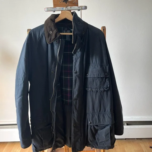 Polo by Ralph Lauren Black Lightweight Jacket with Brown Collar - Picture 2 of 2